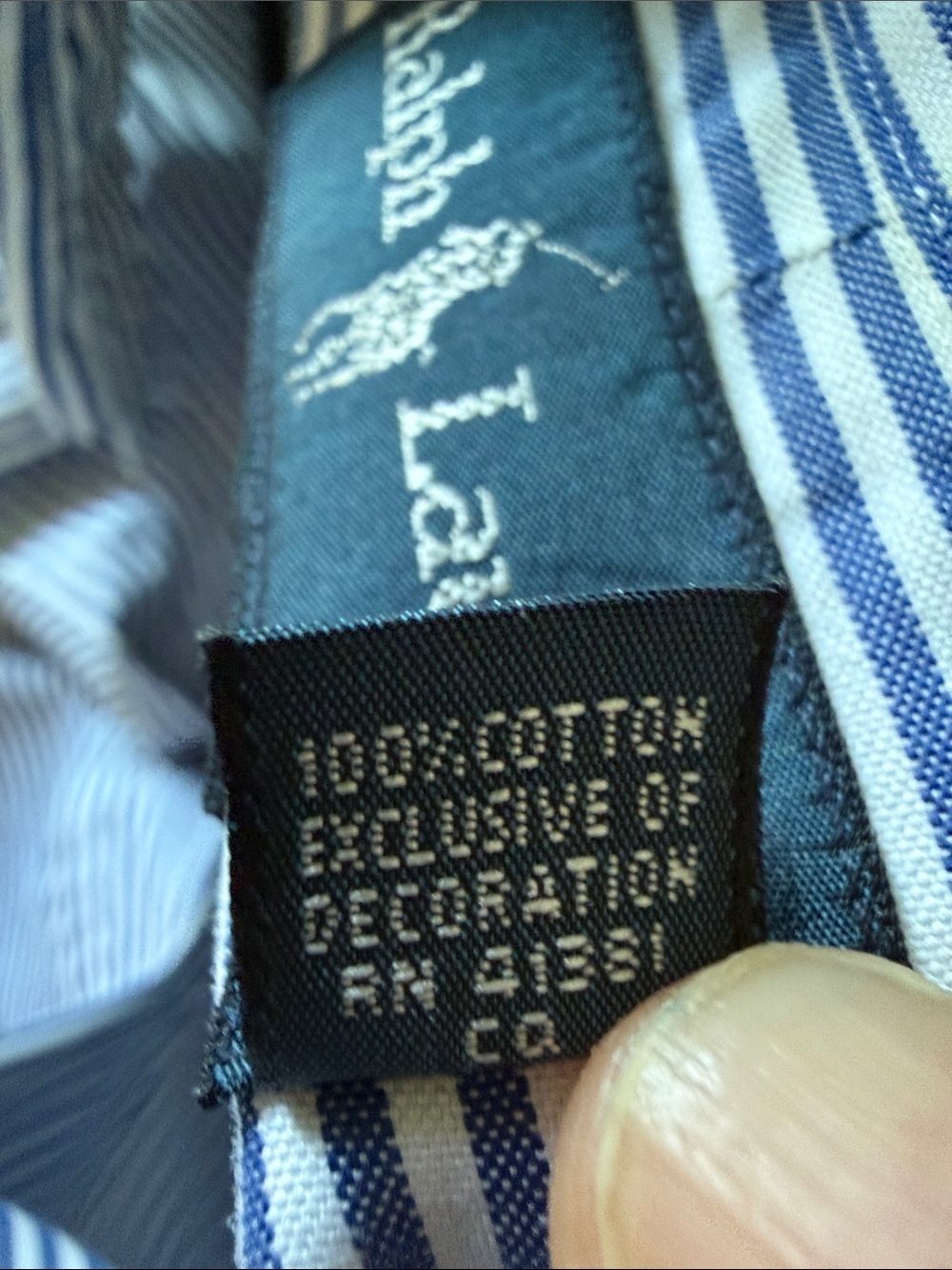 Polo by Ralph Lauren Navy and White Striped Classic Fit Shirt - Picture 10 of 10